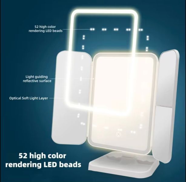 LED-зеркало для макияжа с подсветкой и увеличивающимися панелями DZ13 фото